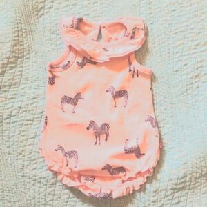 Pink Ruffle bum Zebra onesie, Zutano 6 months